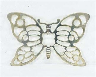 Cast Metal Brass Finish Butterfly Trivet