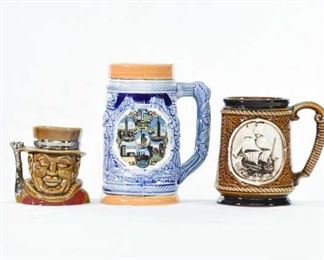 Set Of 3 Mix Lot Collectible Mug Steins