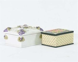 Pair Mix Lot Small Porcelain Trinket Boxes