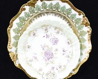 Pair Vintage Rose & Limoges France Porcelain Plates