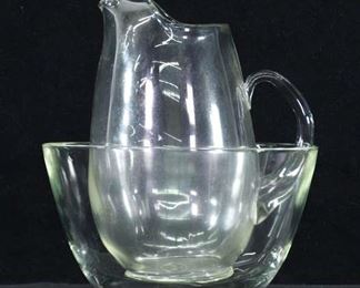 Pair Glass Pitcher & Bowl