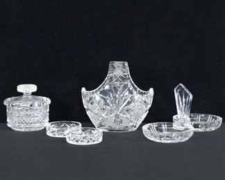Set Of 5 Mix Lot Pressed Glass Dishware