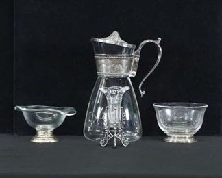 Set Of 3 Mix Lot Glass & Silverplate Dishware