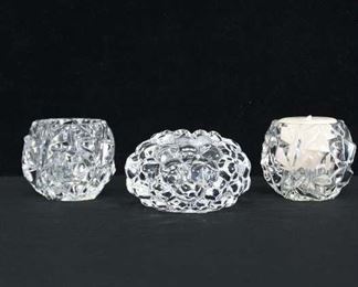 Set Of 3 Mix Lot Glass Votives