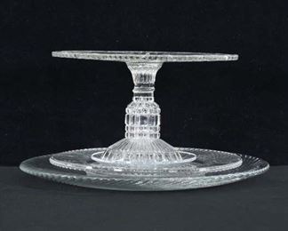 Set Of 4 Mix Lot Glass Cake Stand & Plates