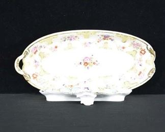 Pair Of Vintage Porcelain Inkwell & Platter