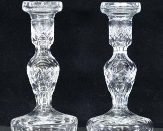 Pair Of Vintage Pressed Glass Candlesticks