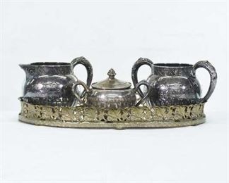 Vintage Style Tea Set W/ Mirror Tray