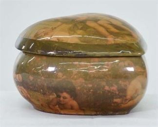Vintage Cherub Motif Small Jewelry Storage Box