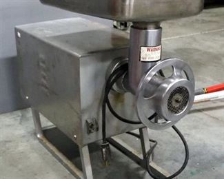 Univex Meat Grinder, Includes Press And Two Additional Blades, Powers On