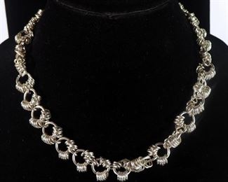 Tiffany & Co Sterling Silver Necklace, Multi-Ring Design, Weighs 3 oz