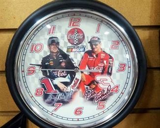 NASCAR Coca-Cola Dale Earnhardt And Dale Jr Wall Clock, 9.25" Diameter