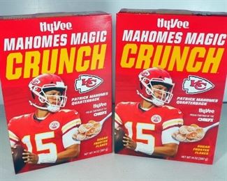 Kansas City Chiefs Patrick Mahomes "Mahomes Magic Crunch" Sugar Frosted Flakes Breakfast Cereal From HyVee, Two 14 Oz Boxes