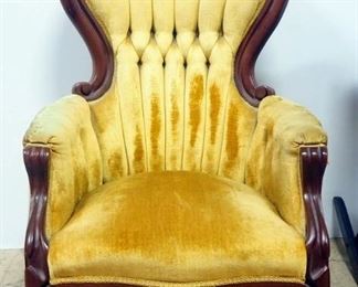 Vintage Parlor Chair With Tufted Upholstery, 40" High