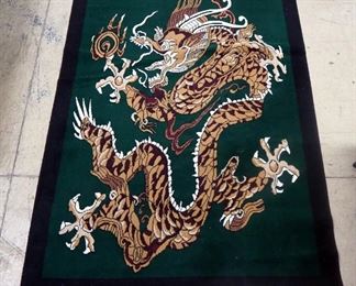Mila Collection Oriental Style Rug with Dragon Image, Design T76, 63" x 88.5"