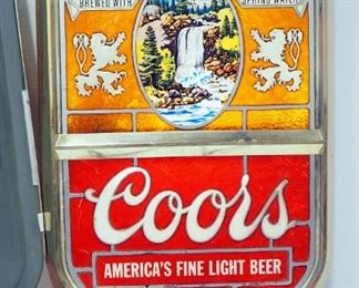 Two Coors Lighted Wall Hanging Signs, 18.5" High x 12.5" Wide x 3.5" Deep, One Powers On