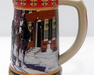 Budweiser Hometown Holiday Stein With COA, Budweiser 2001 Holiday At The Capital And Coors 1992 Rocky Mountain Legend