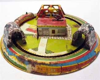 Vintage Mar Toys "Honeymoon Express" Wind Up Tin Train