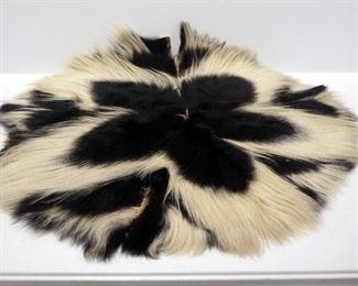 Skunk Pelt Throw Rug/Table Cover, Approx 32" Diameter