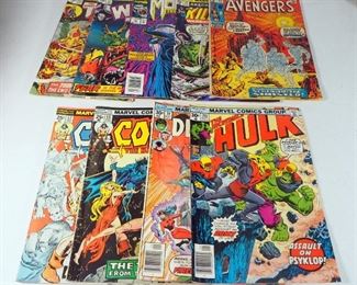 Vintage Marvel Comic Books Including The Avengers, Kill Raven, Morbius, Thor, The Incredible Hulk, The Defenders, And Conan, Qty 9