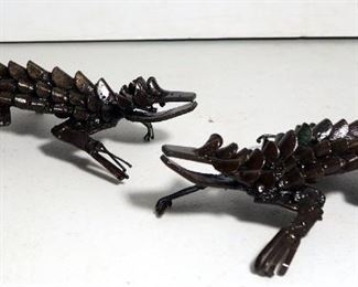 Two Metal Folk Art Lizards, Approx 12" Long