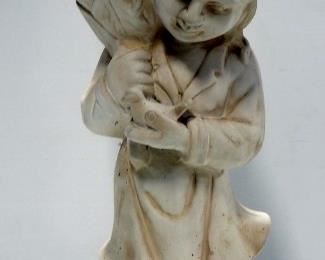 Ceramic Statue/ Planter Of Girl Holding Bird And Flower Blossom, 22.5" High