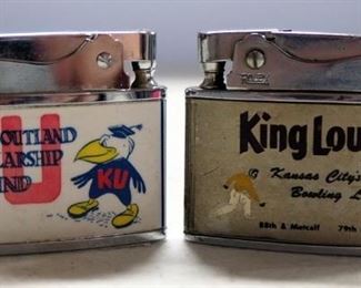 Brother-Lite Lighter With 1971 Kansas Jayhawks Football Schedule And Rolex King Louie Kansas City Bowling Lighter