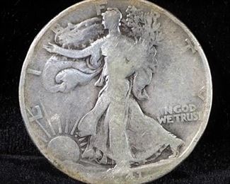 1941, 1944 And 1945 Walking Liberty Half Dollars And 1925 Standing Liberty Quarter