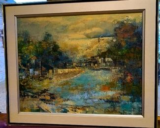 American, Parker Lee was active in California, Louisiana, Mexico. Known for abstraction, realism, landscape, marine and life painting. This Vintage original oil painting on canvas, signed "Parker Lee" in 1971 by PARKER LEE (LEO LEIBSOHN). The painting with the frame. Large Size. $300