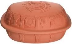 Natural clay baker handcrafted in Germany designed for making moist, delicious roasts, braised meat and breads. Microwave safe