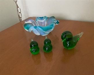 Mid Century Viking Fat Birdies. Art Glass