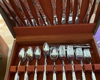 Mid Century Stainless Set 12 Piece Place setting, Plus 23 Pieces of Service.chest