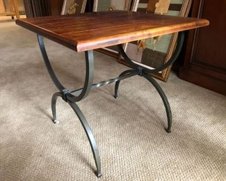Solid Cherry Finish Wood & Metal End Table 22"x24"x59"
