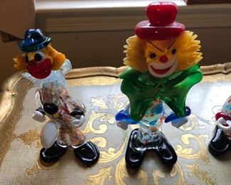 Italian hand blown glass clown collectibles 