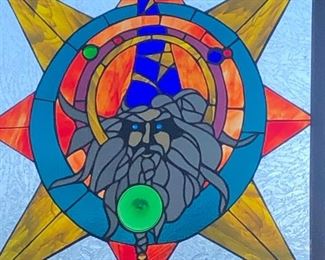 Large Stained Glass Wizard (Merlin) 