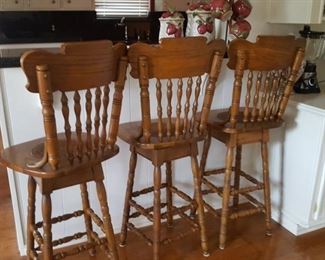 3 Nice Oak Barstools