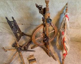 Antique Spinning Wheel with Pieces and Parts https://ctbids.com/#!/description/share/320762
