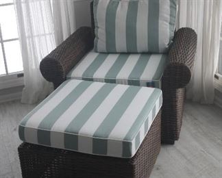RESIN WICKER CHAIR + FOOT REST BY PIER 1