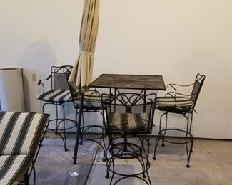 WROUGHT IRON BAR HEIGHT TABLE SET