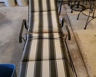 TWO WROUGHT IRON CHAISE LOUNGE  CHAIRS