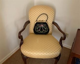 #1 Yellow wood arm side chair $75.00