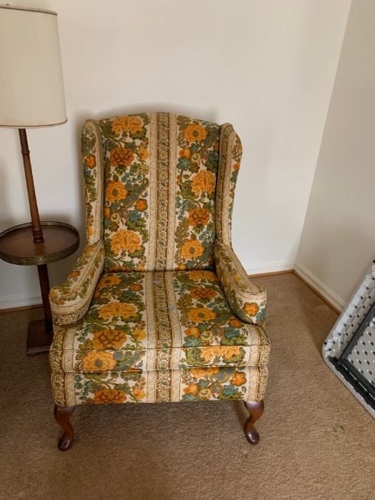 #2		yellow flower wingback chair 	 $75.00 

