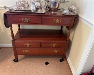 #9		Pennsylvania House Rolling Cart w/drop-sides & 3 drawers   35-55x18x33	 $175.00 
