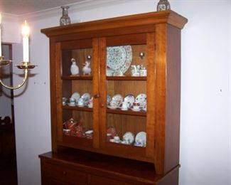 CHERRY & TIGER MAPLE STEP-BACK CUPBOARD AND CUP & SAUCER COLLECTION