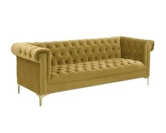 Mercer41 Batts Gold Polyester Chesterfield Sofa