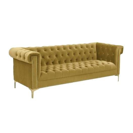 Mercer41 Batts Gold Polyester Chesterfield Sofa