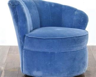 Art Deco Tiffany Blue Slope Clam-Back Accent Chair