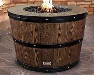 Sunbeam Wine Barrel Concrete Propane Gas Fire Pit