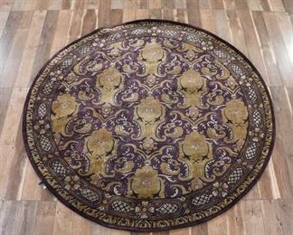 8'X8' Handmade Round Plum New Zealand Wool Area Rug