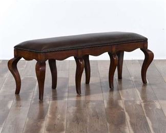 Contemporary Saber Leg Bench W Nailhead Trim